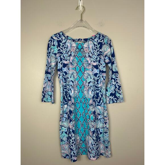 Lilly Pulitzer NWT Bay Dress Lapis Lazuli Your Biggest Fan Blue XXS Preppy - Picture 2 of 7